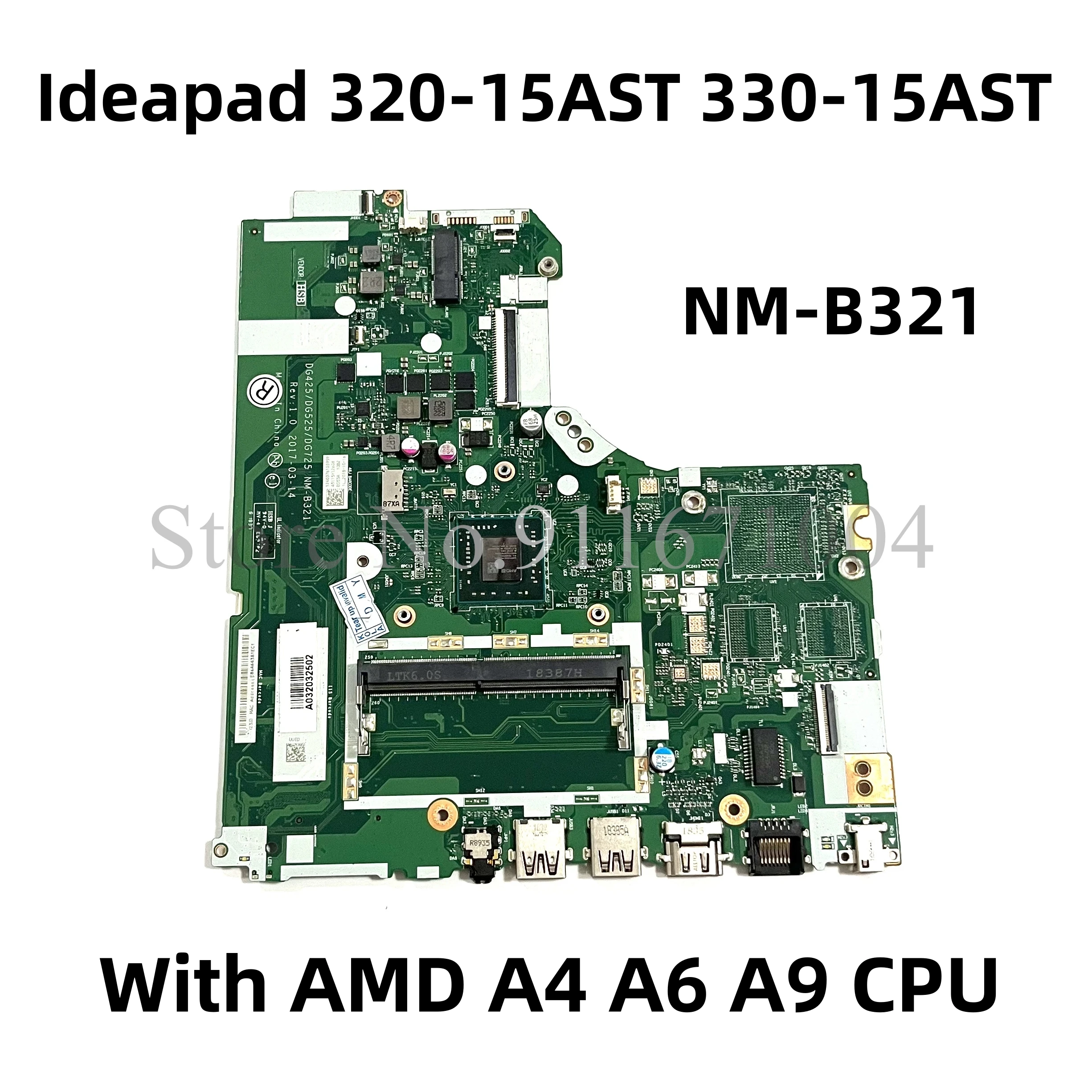 For Lenovo ideapad 320-15AST 330-15AST 320-17AST Laptop Motherboard W/ E2 A4 A6 A9 CPU DDR4 DG425 DG525 DG725 NM-B321 Mainboard