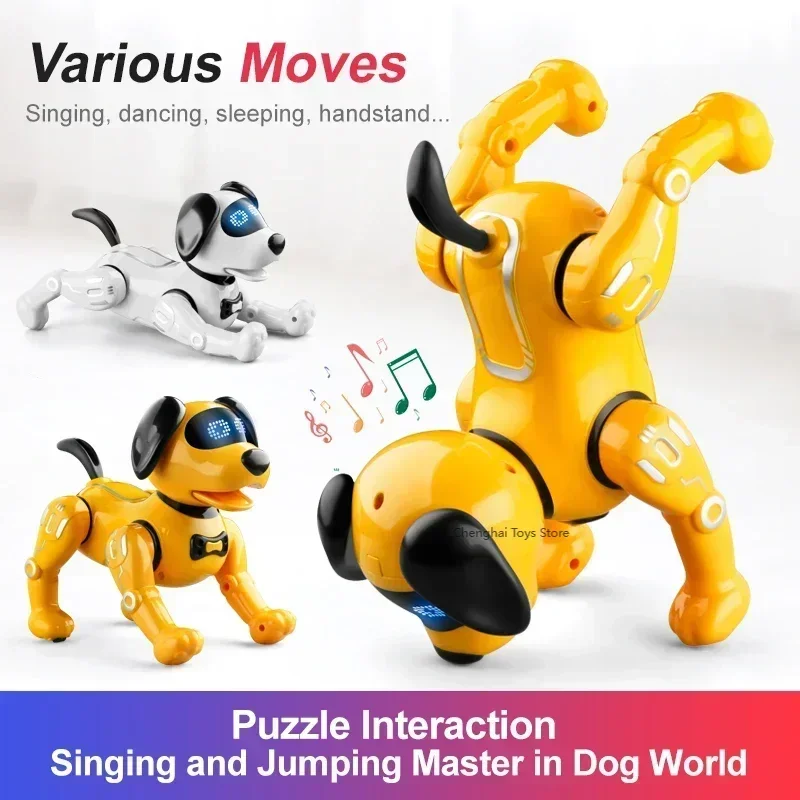 JJRC Funny RC Robot Electronic Dog Stunt Dog Touch-sense Music Song Walking Dancing Animal Robot Dog for Boy Girls Children Toys