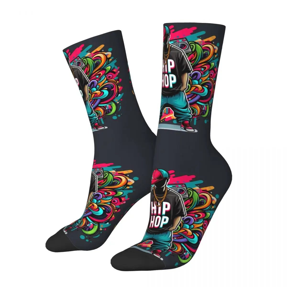 Crazy compression Hip Hop Sock for Men Hip Hop urban style Happy Pattern Printed Crew Sock Gift official-website tops fugees