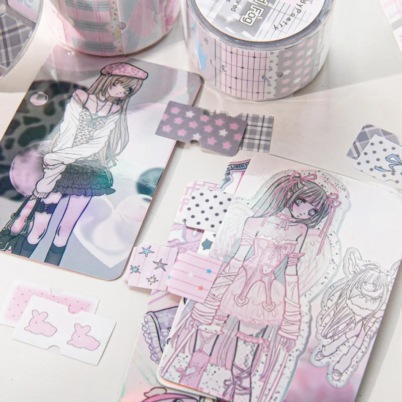 Mr Paper 2Style 3Rolls/bag Glitter Sand Synthetic Label Paper Tape Handbook Material Art Tape DIY Photo Frame Calendar Phone