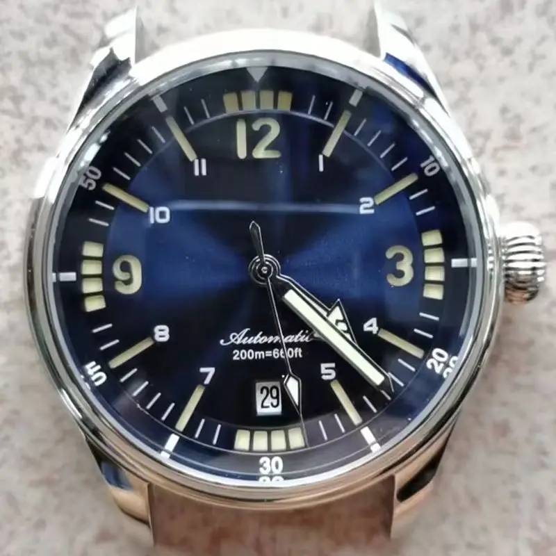 SIDAXIN Men Automatic Watch Pilot 40mm Mechanical Wristwatch Diver 20ATM Waterproof Sapphire Mirror BGW-9 Luminous PT5000