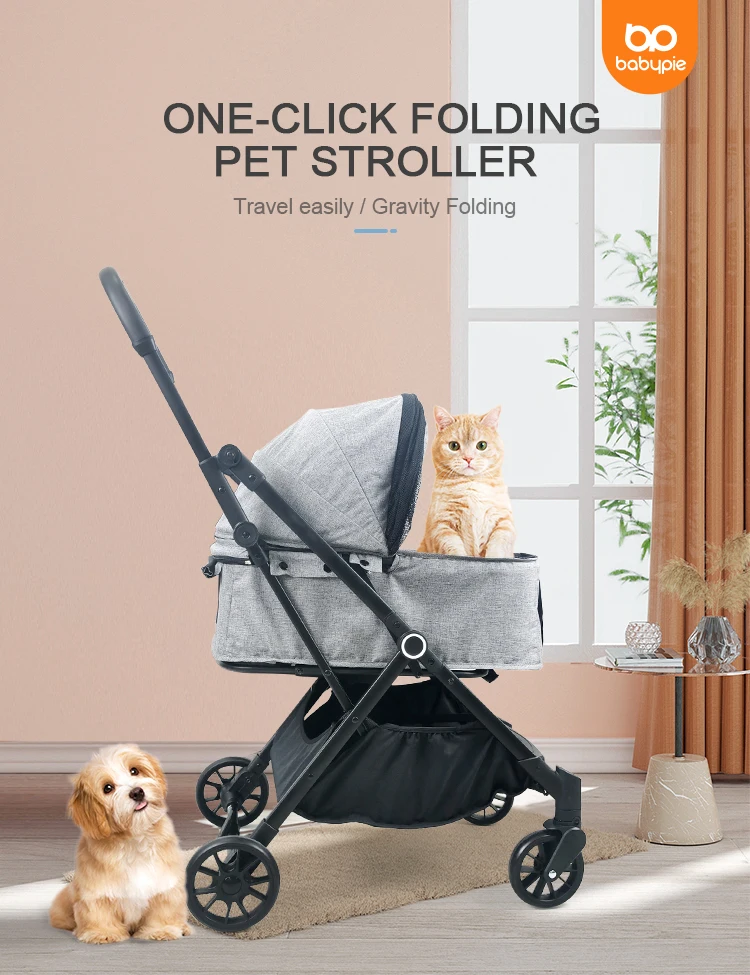 4-wheel Pet Stroller Hot Selling Separate Pet Trolley Easy Folding Large Cross-border Dog Pram