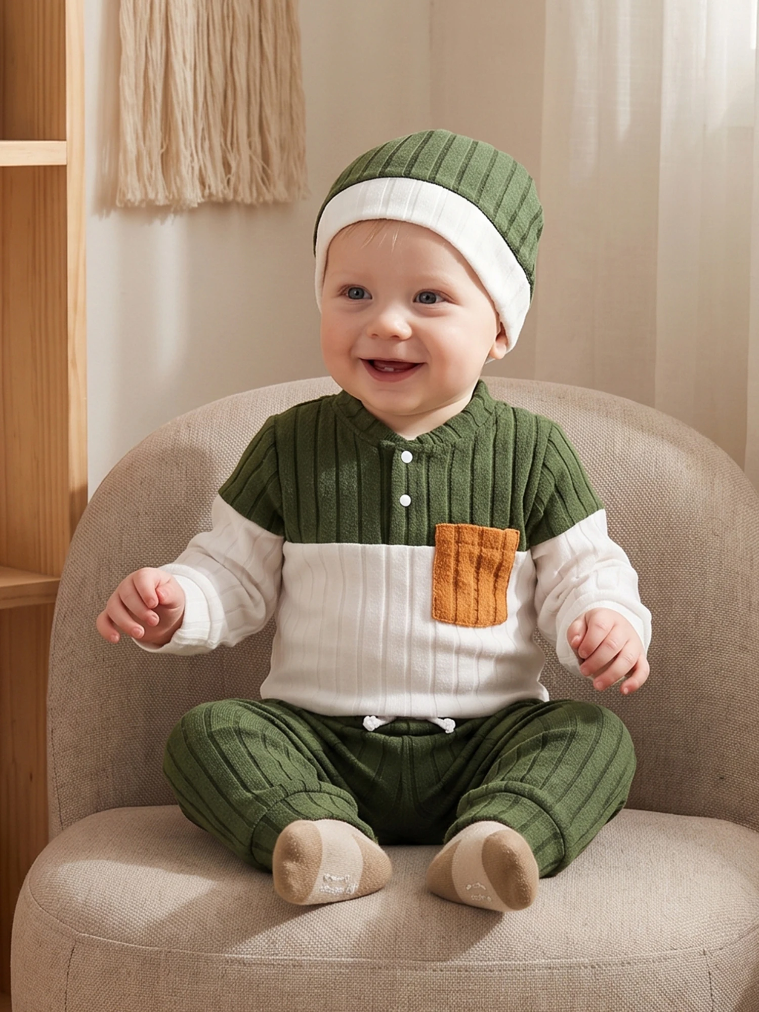 Pants Outfits Long Sleeve Sleeve Pocket Sleeve Pocket Romper Sleeve With Pants Hat Outfits Long Baby Boys Winter
