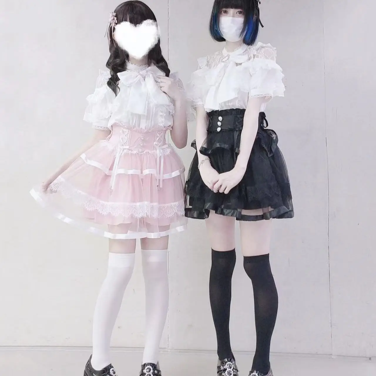 

SOIOMES Japanese Lolita Bow Shirt Subculture Cute Solid Color Lace Long Sleeved Short Sleeved Shirt