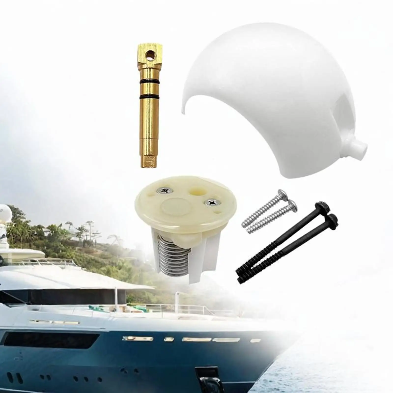 

Toilet Flush Ball Shaft Kit White PP Metal Easy Install Bathroom Spare for Dometic Sealand 385318162