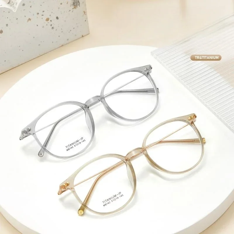 KIZN التيتانيوم النقي خفيفة مريحة مرنة وصفات طبية نظارات الرجال WomenTR90 الرجعية إطارات النظارات البصرية المستديرة