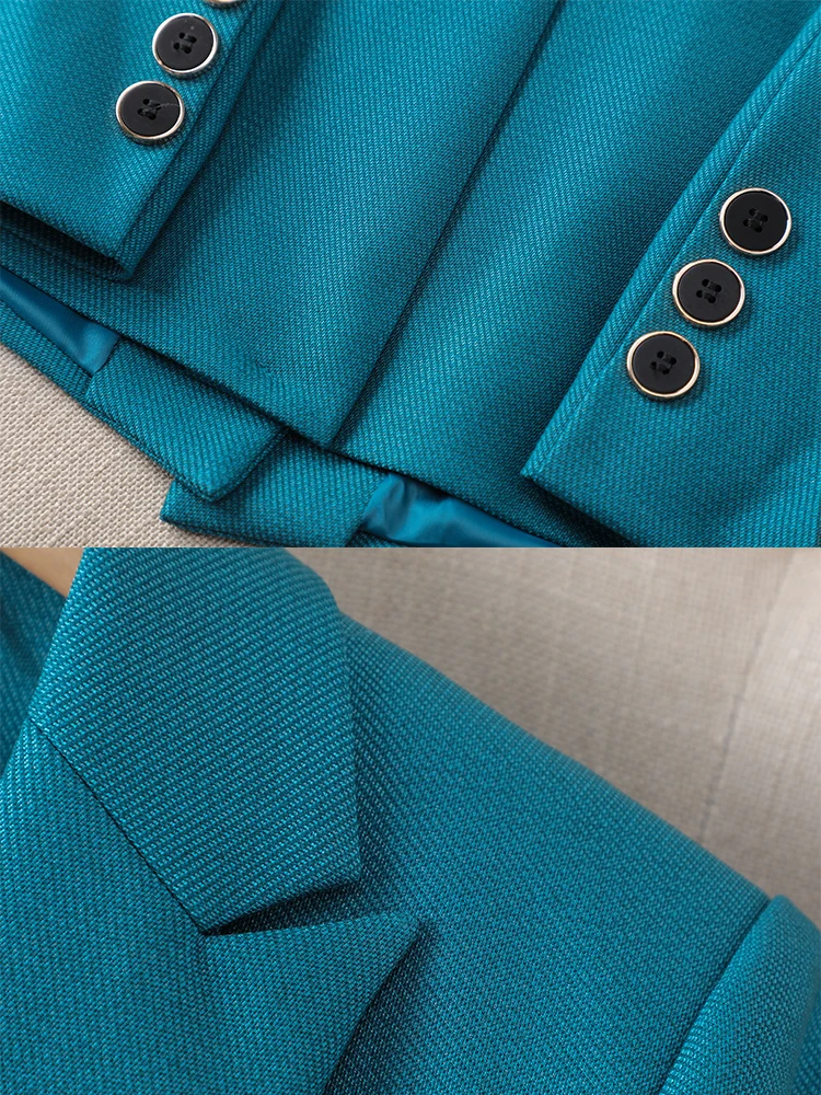 Blue Black Green Purple Ladies Blazer Women Female Single Button Full Sleeve Business Work Wear Formal Jacket For Autumn Winter