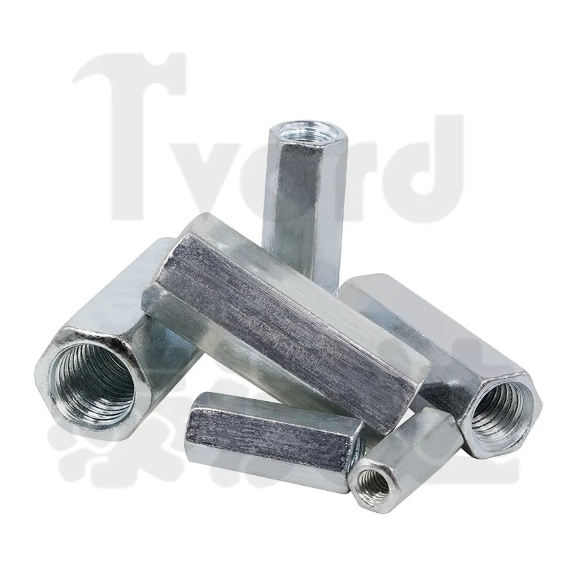 1 ~ 10 Buah Mur Kopling Batang Hex M5 M6 M8 M10 M12 M14 M16 M18 Konektor Batang Berulir Mur Ekstensi Lengan Sambungan Coupler Seng