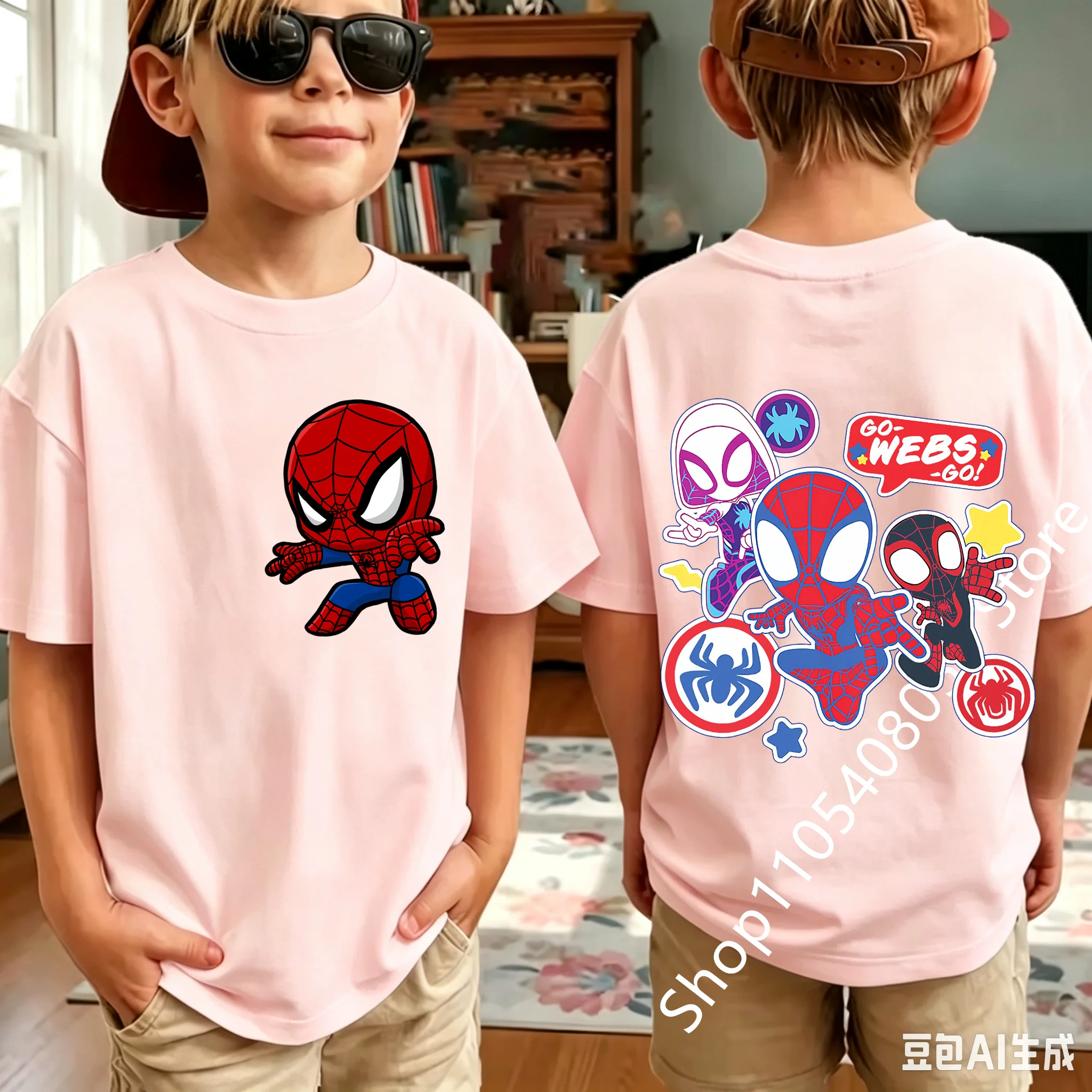 2026 Summer Spider Children's T Shirt Breathable Fabric Classic Character Patterns in A Cute Style Suitable Daily Playwear