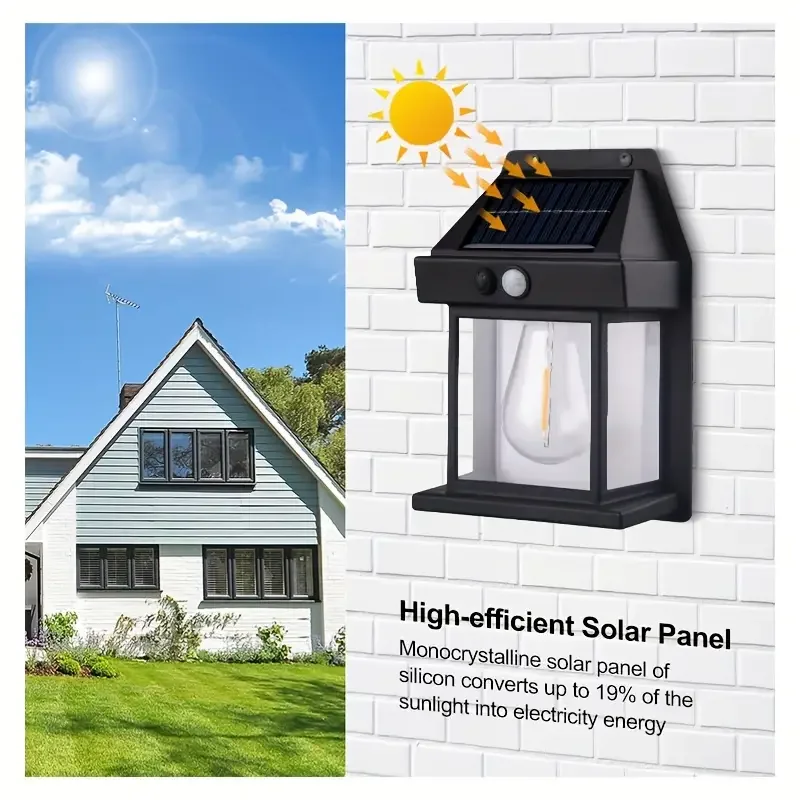 Sensor Outdoor Solar Wall Light 3 Modes Solar Light Solar Wall Light Front Door Backyard Garage Warm White Outdoor Waterproof Li