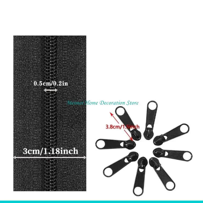 H7BF Zippers Repair Kits #3 #5 Nylon Coil Sewing Zippers Sewing Supplies for Craft
