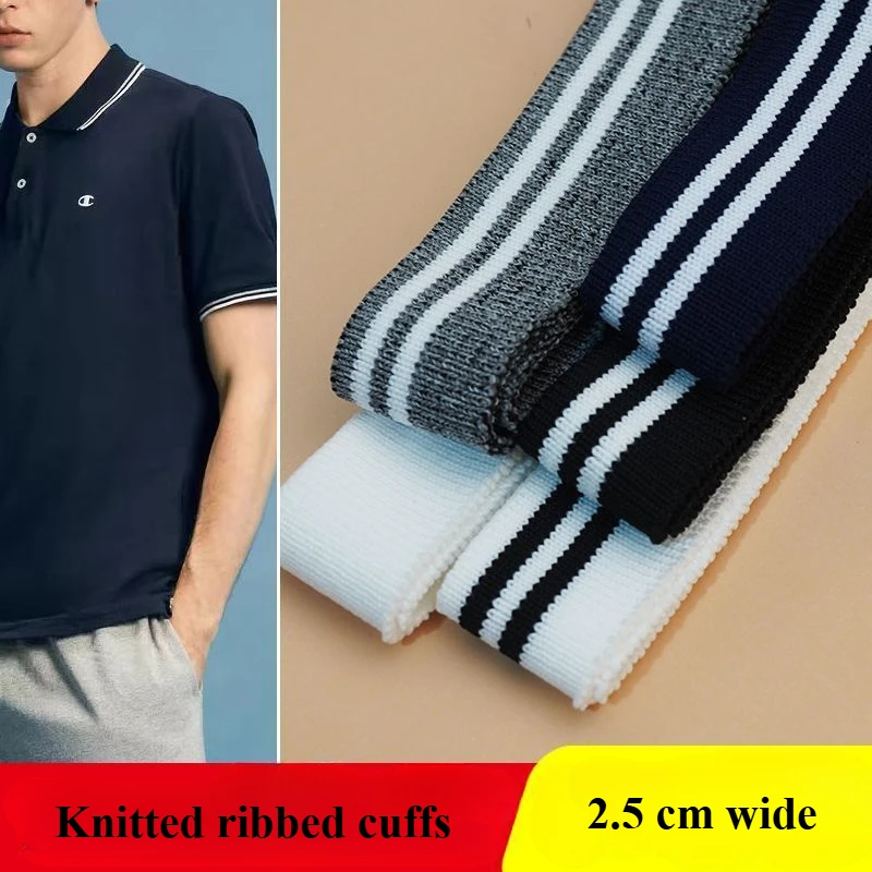 110cmx2.5cm Thin-gauge Ribbed Knit DIY Fabric with Elastic Zipper Closure for Collar Cuffs And Hem - Garment Making Supplies