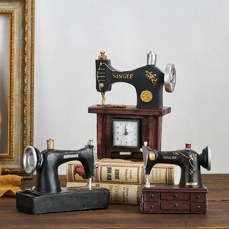 Household retro sewing machine ornaments resin surprise gift living room ornaments decoration