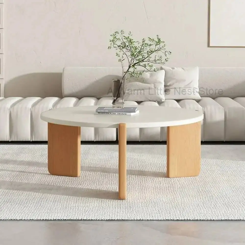 

White Wood Round Coffee Tables Mid Century Makeup Corner Hallway Side Table Simple Entryway Breakfast Muebles Home Furniture