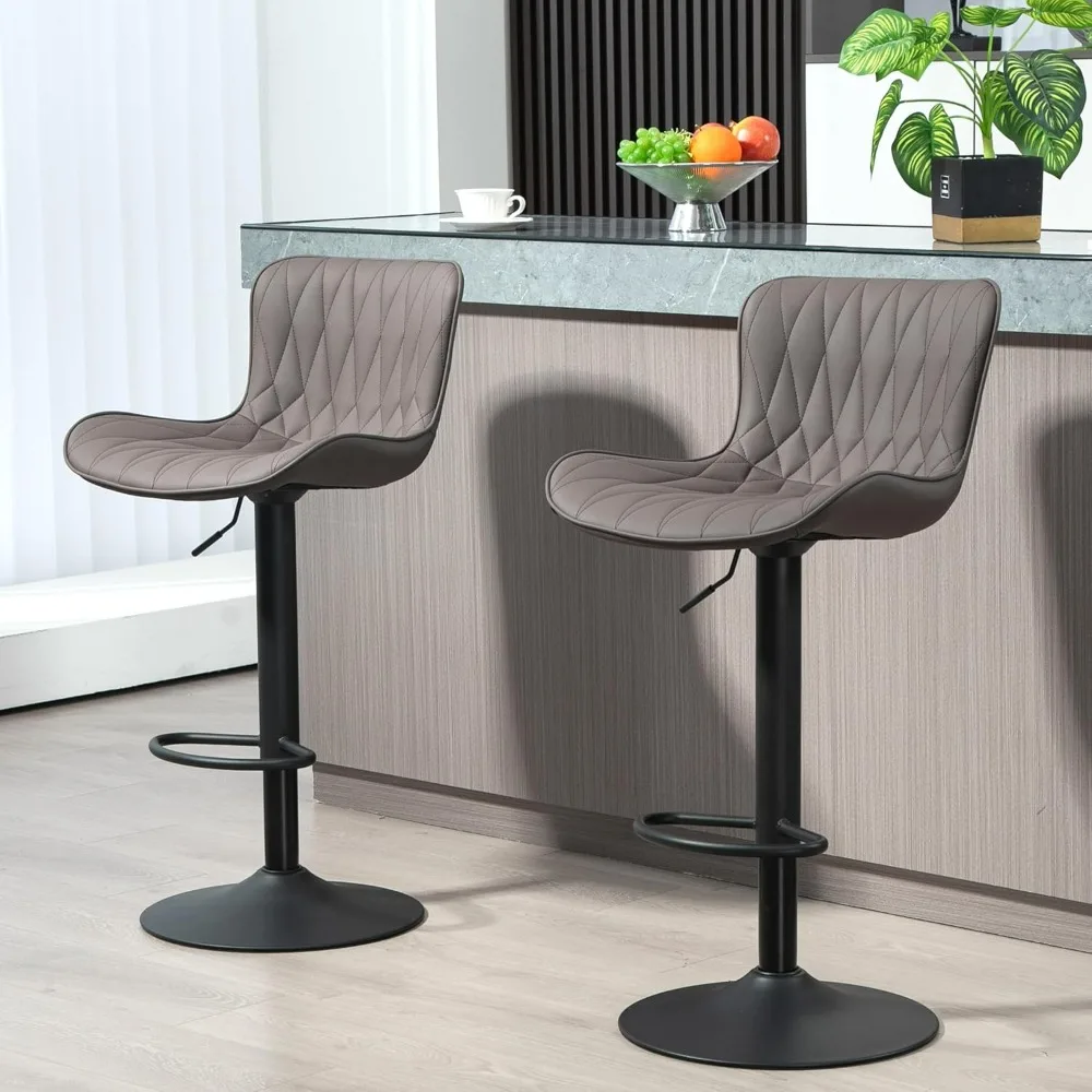 Bar Stools Set of 2, Modern 360° Swivel Faux Leather Bar Stools, 24