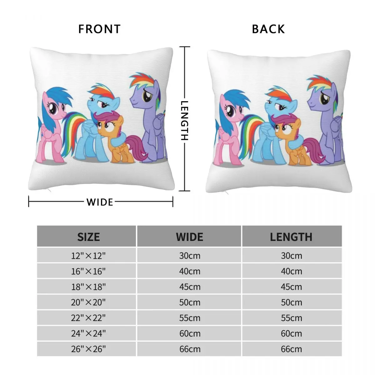 Rainbow Ponys G1 (9) Square Pillowcase Pillow Cover Polyester Cushion Decor Comfort Throw Pillow for Home Living Room