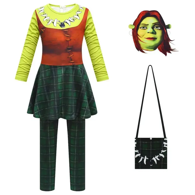 zz04zz12Set tuta cosplay per bambini Costume da strada per feste di Halloween e Natale Principessa Fiona Shreks