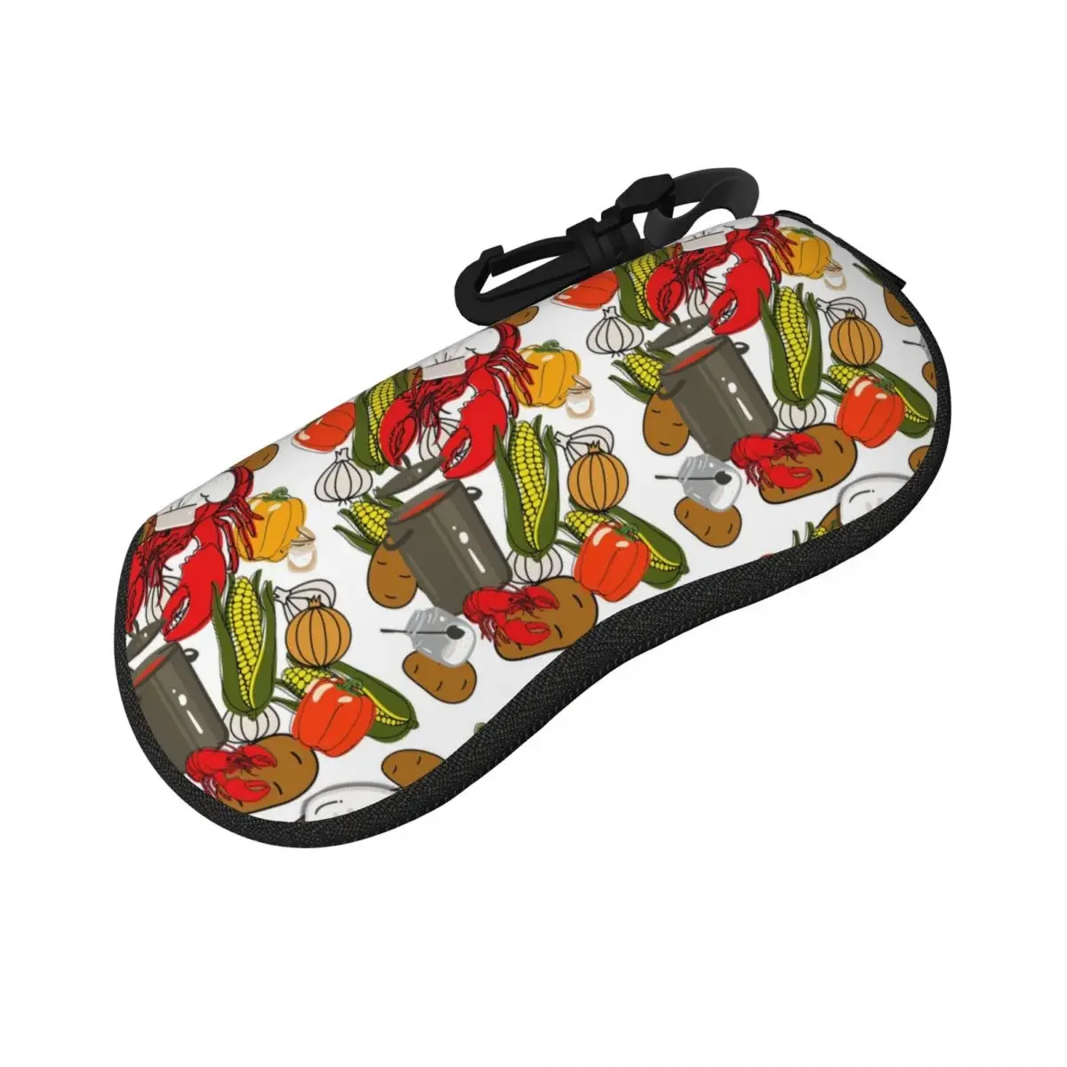 Cajun Cooking Crawfish, Gumbo, Louisiana Shell Glasses Case Protective Sunglasses Box Women Men Soft Eyeglasses Bag Pouch