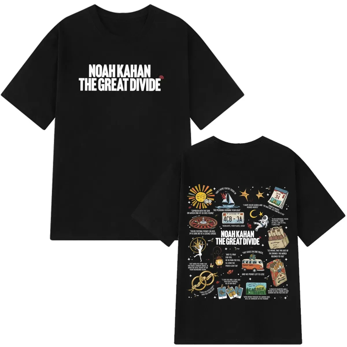 Noah Kahan The Great Divide Tour 2026 Graphic T-shirt Men Women Hip-hop Sleeve Summer Loose Casual Cotton Tee Tops Streetwear