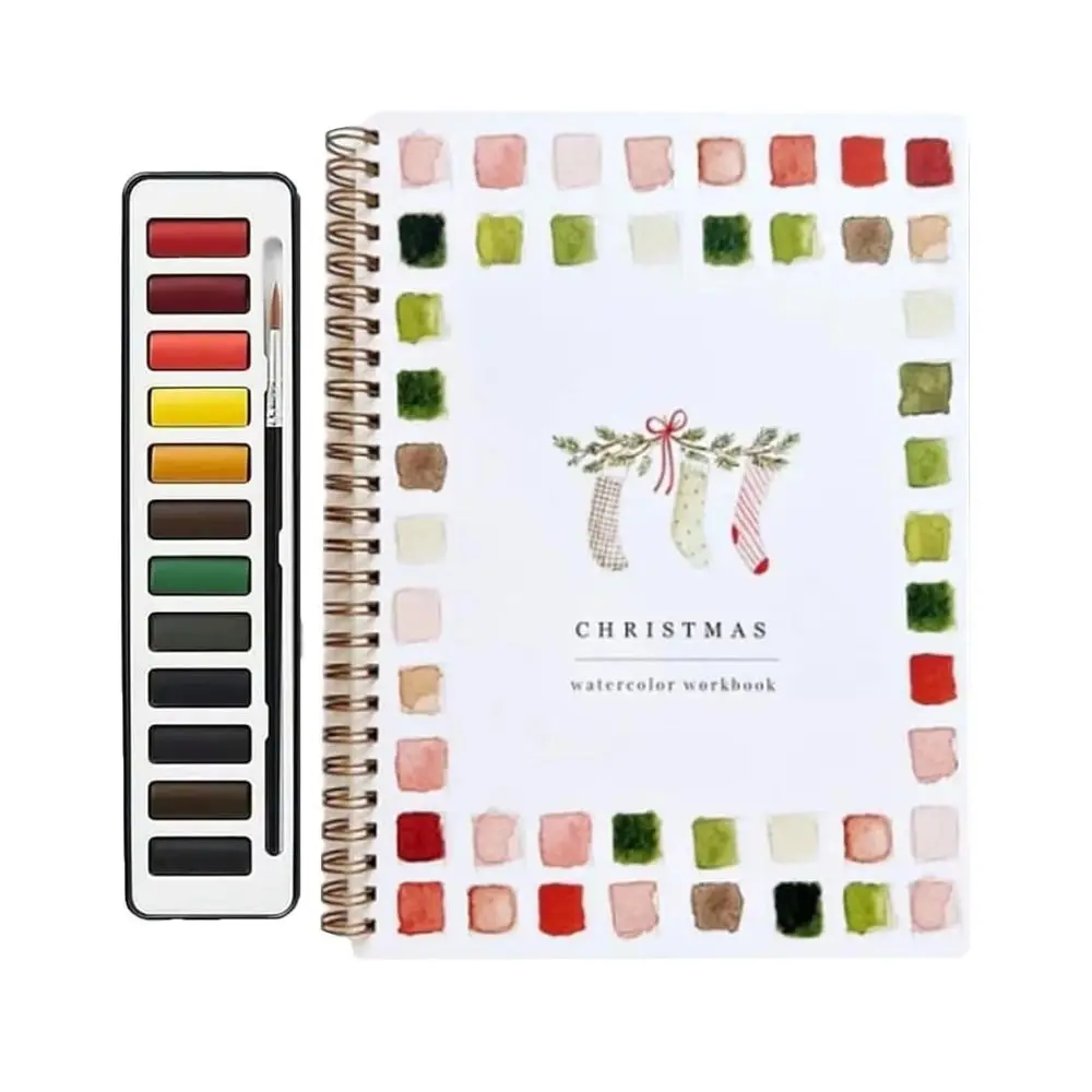 

Beginner-Friendly Watercolor Workbooks Art Crafts with Paint Brush 12 Colors Watercolor Paint Set Kid Entertainment Painting