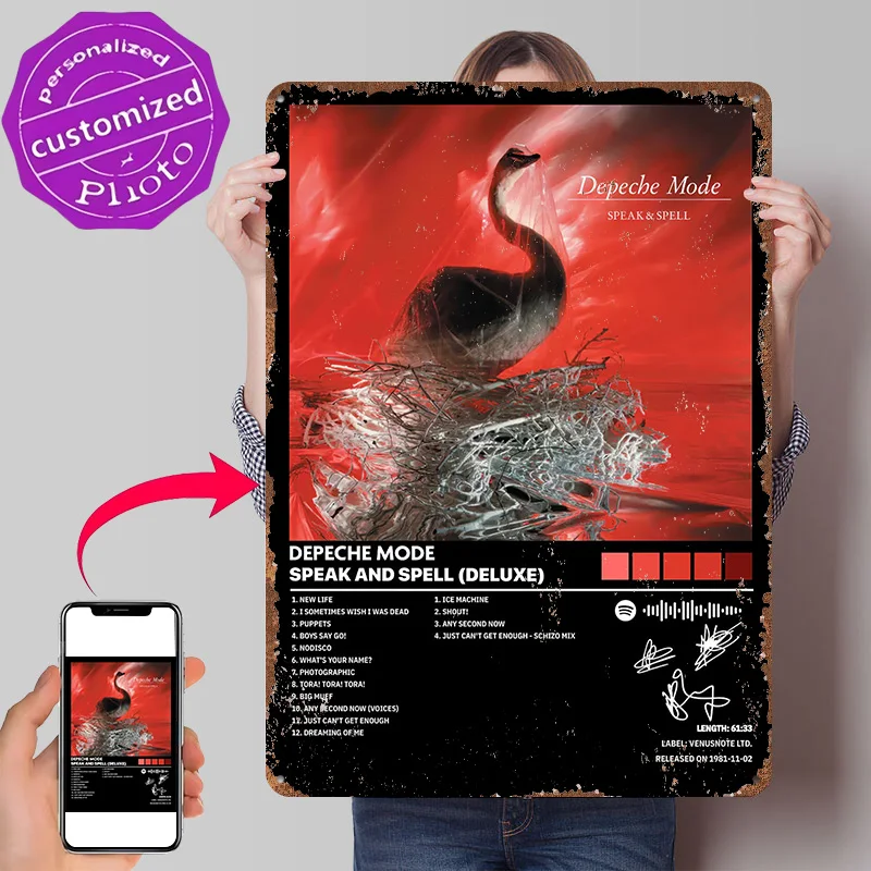 Depeche Mode - Speak & Spell Poster Retro 3D Printed Metal Signs Customized Wall Hanging Gift for Room Ornaments Bathroom Decor