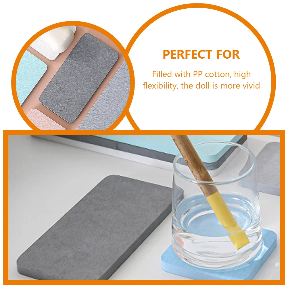 

4pcs Diatomite Coasters Water Absorbent Pad Set 22x8cm 30x8cm 8x8cm 16x8cm Dark Grey Non Slip Bathroom Supplies Mat