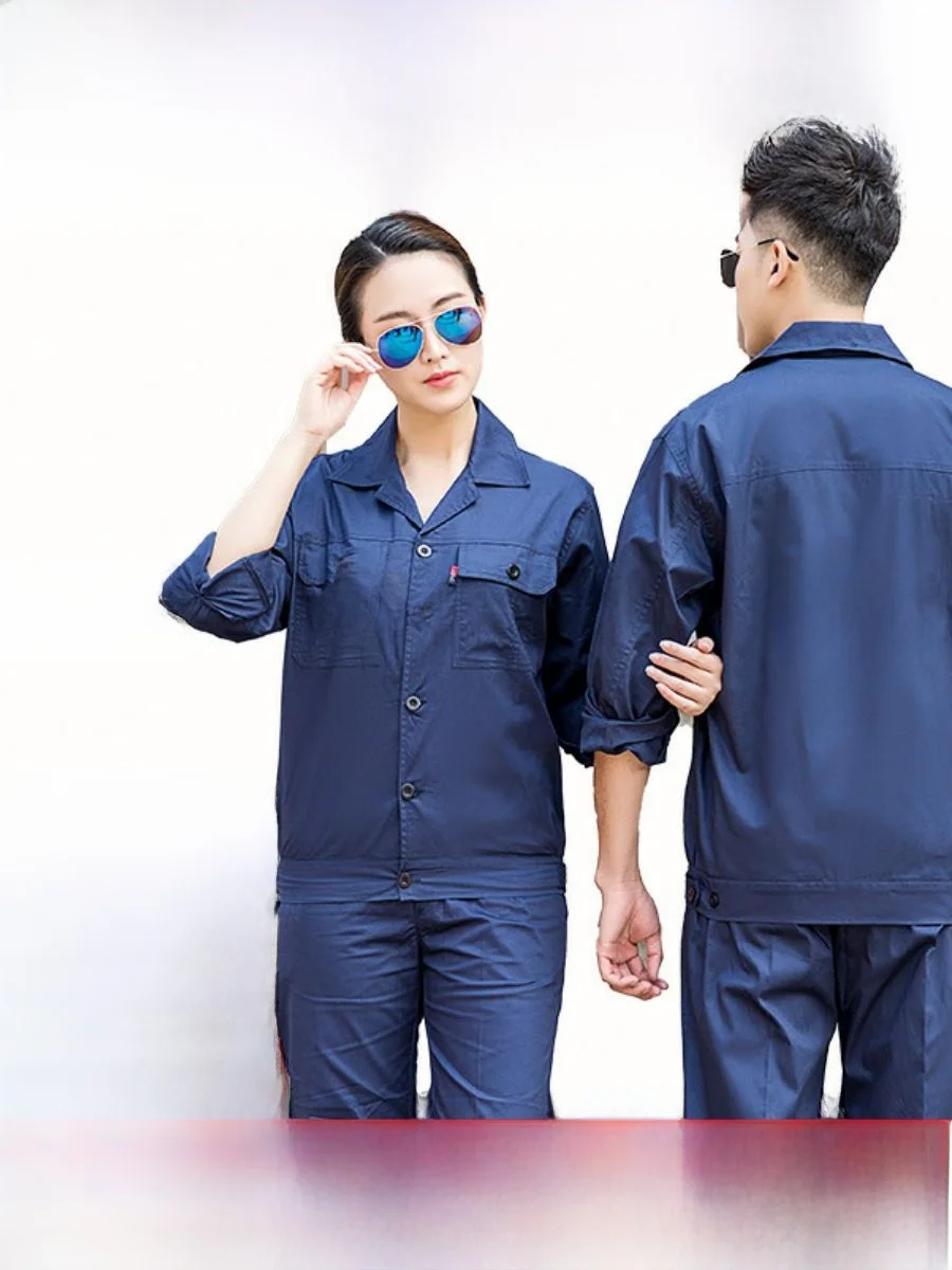 

Мужской летний рабочий костюм из чистого хлопка с длинными рукавами, дышащий, для строительных работ, авторемонта, защиты труда