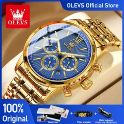 OLEVS-relojes clásicos para hombre, tres esferas pequeñas, reloj de cuarzo Original para hombre, resistente al agua, acero inoxidable, luminoso, tendencia de moda