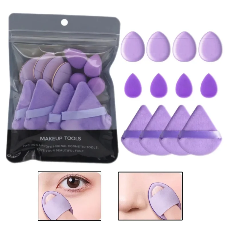 12pcs Mini Finger Puff Foundation Small Air Cushion Powder Sponge Face Concealer BB Cream Cosmetic Applicator Makeup Tools