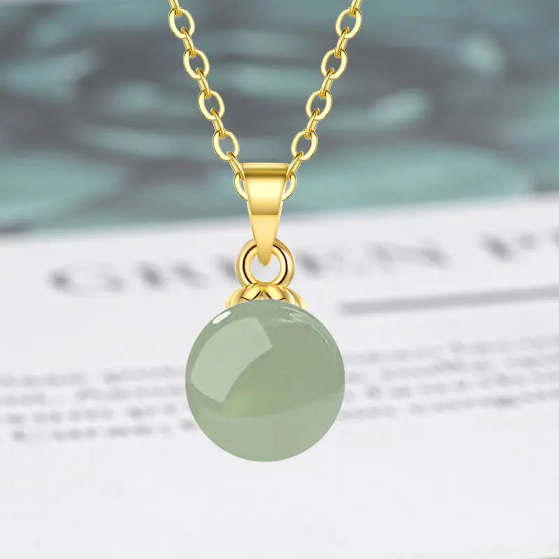 Halskette aus 925er-Sterlingsilber für Damen, natürlicher Achatstein, Hotan-Jade, Hochzeitsschmuck, Verlobungsanhänger, Party-Geschenk, fein – Detail 8