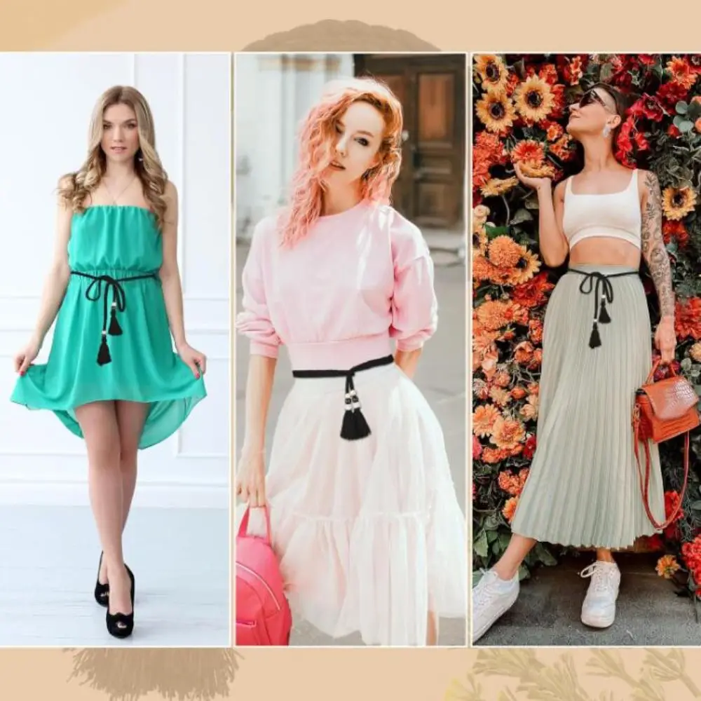 Bobo-stijl gevlochten geknoopte tailleriem effen kleur zachte kwastje jurkriem mode-accessoires kwastje gevlochten tailleriem