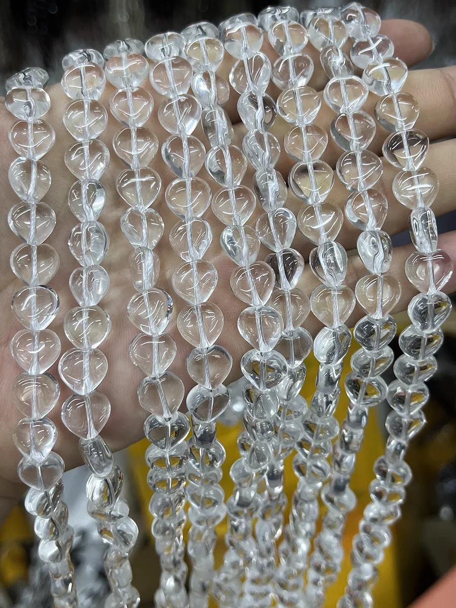 Natural Rock Crystal Clear Quartz Heart Shape Beads For DIY Jewelry Making