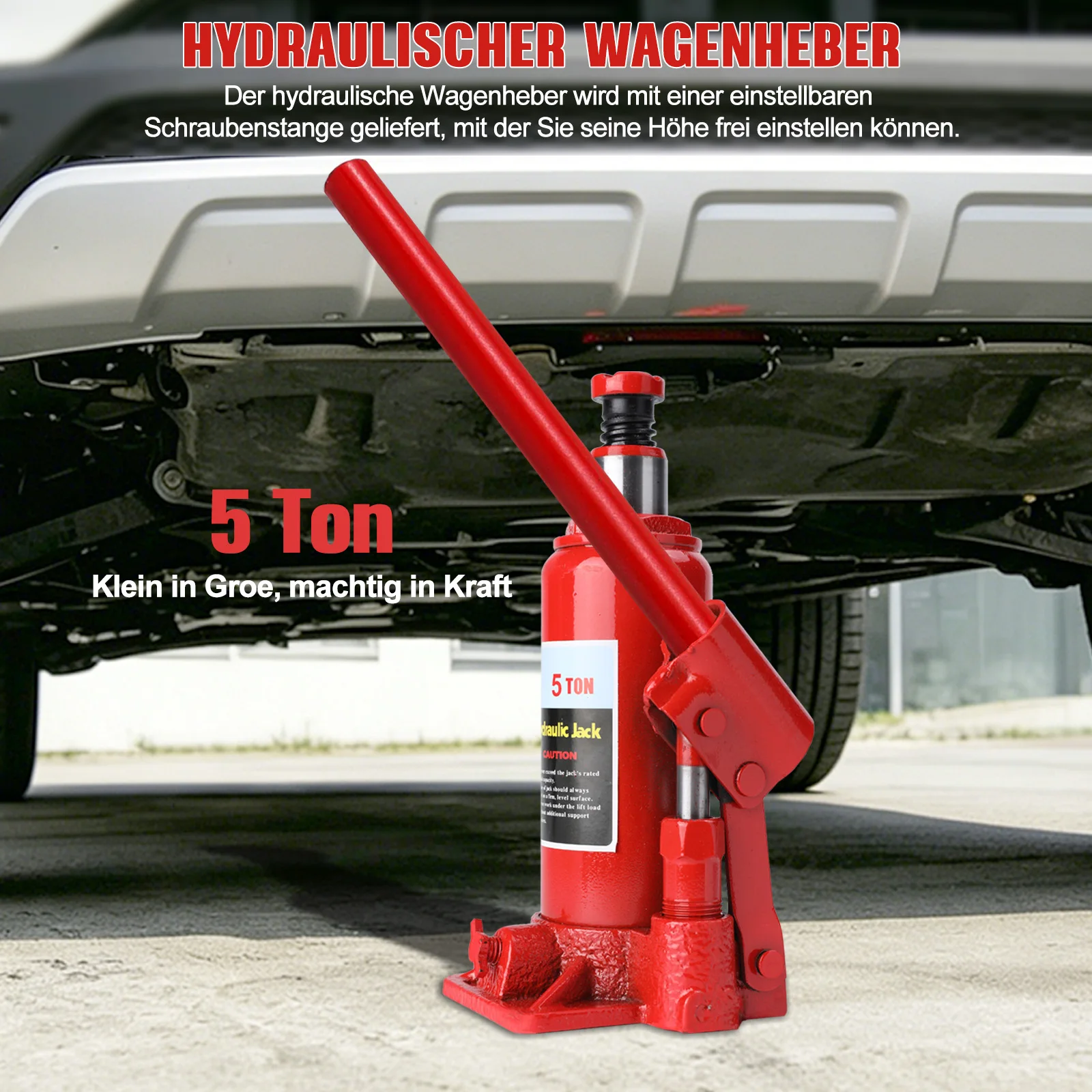 Cric idraulico per veicoli 5/10/20T, cric idraulico a manovella in acciaio inossidabile, sollevatore a bottiglia per auto, camion, pick-up, camper, per riparazioni
