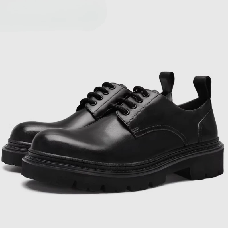 Men's wedding Height Increasing Shoes Wide Version Dress Shoes Male Genuine Leather Comfortable Soft Cushioning Derby Shoes for