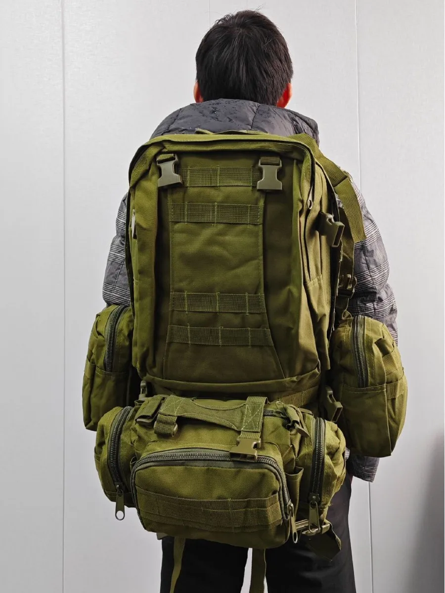 Outdoor 4 In 1 Millitary Tactical Backpack 50L 75L Waterproof Hiking Camping Rucksack Men's Camping Equipment Bag Camouflage