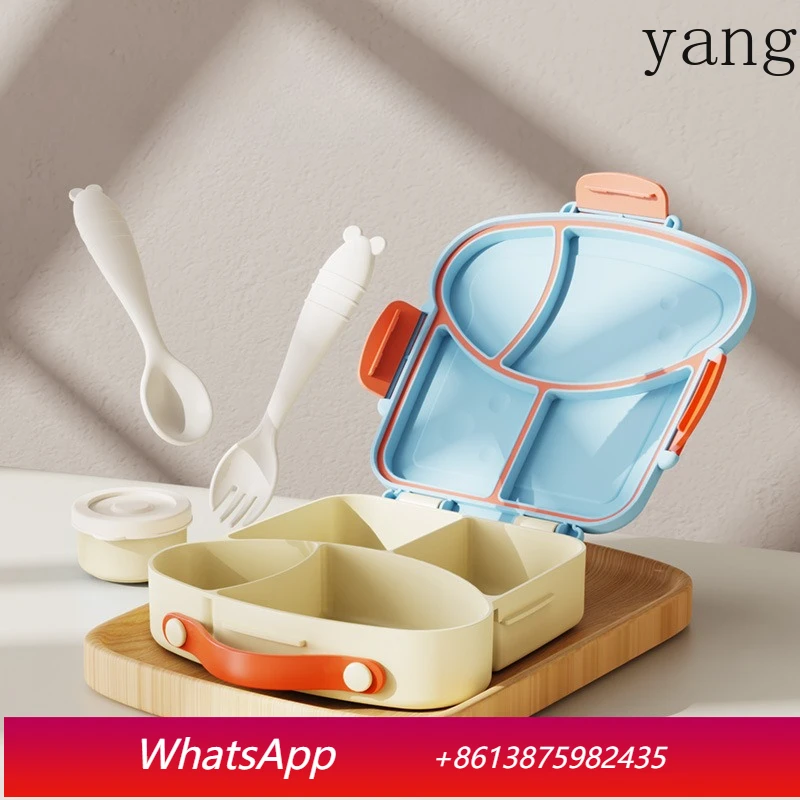 

LMM can enter the microwave oven, plastic sauce box with fork and spoon, grid-free household bento box