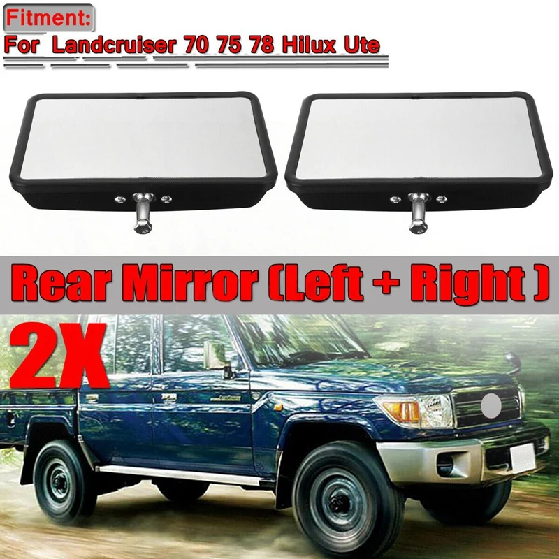 2X Black Door Rearview Front Side Mirrors For Toyota Land Cruiser 70 75 78 HILUX UTE