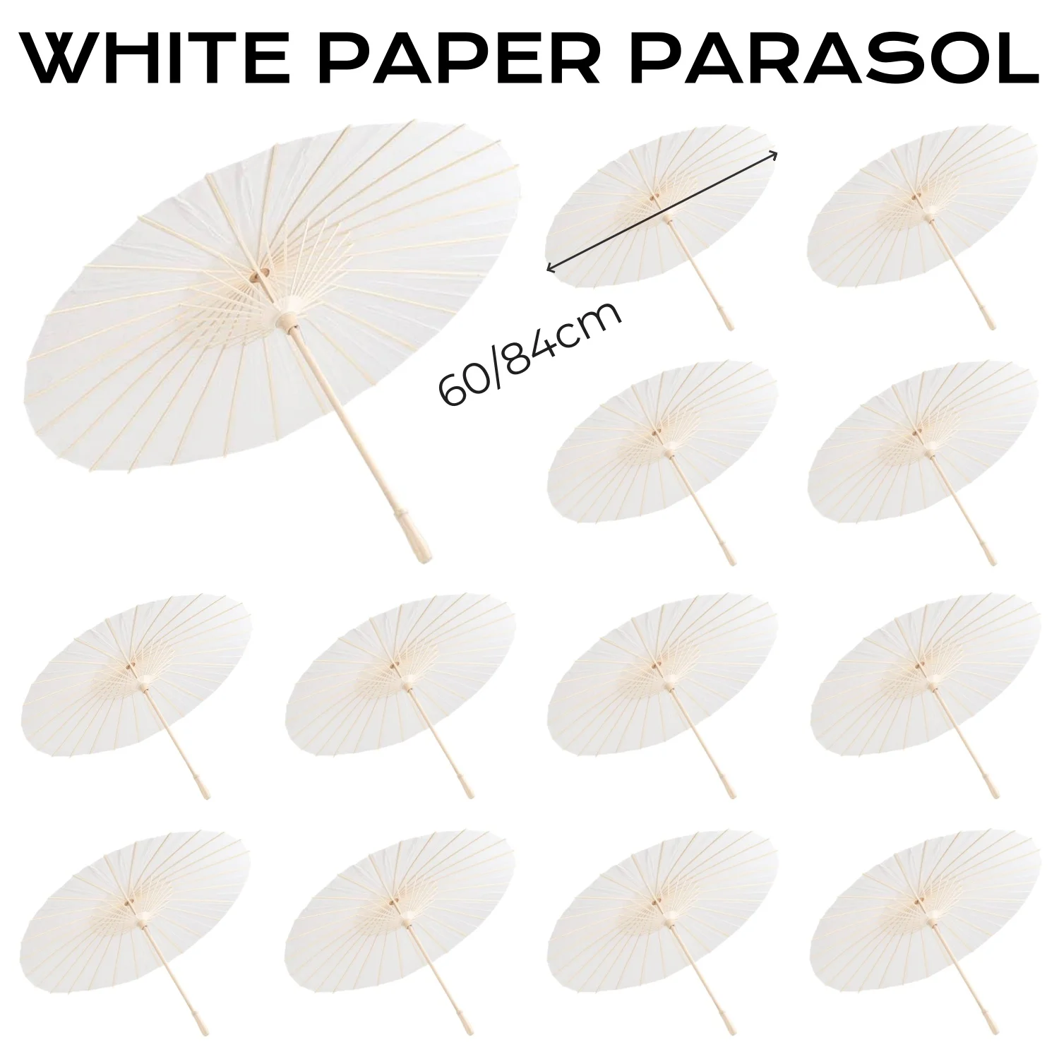 5/12/16PCS Paper Parasol Wedding Paper Umbrella Party Favor 60/80cm White Umbrellas for Bridal Shower Centerpieces Photo Props