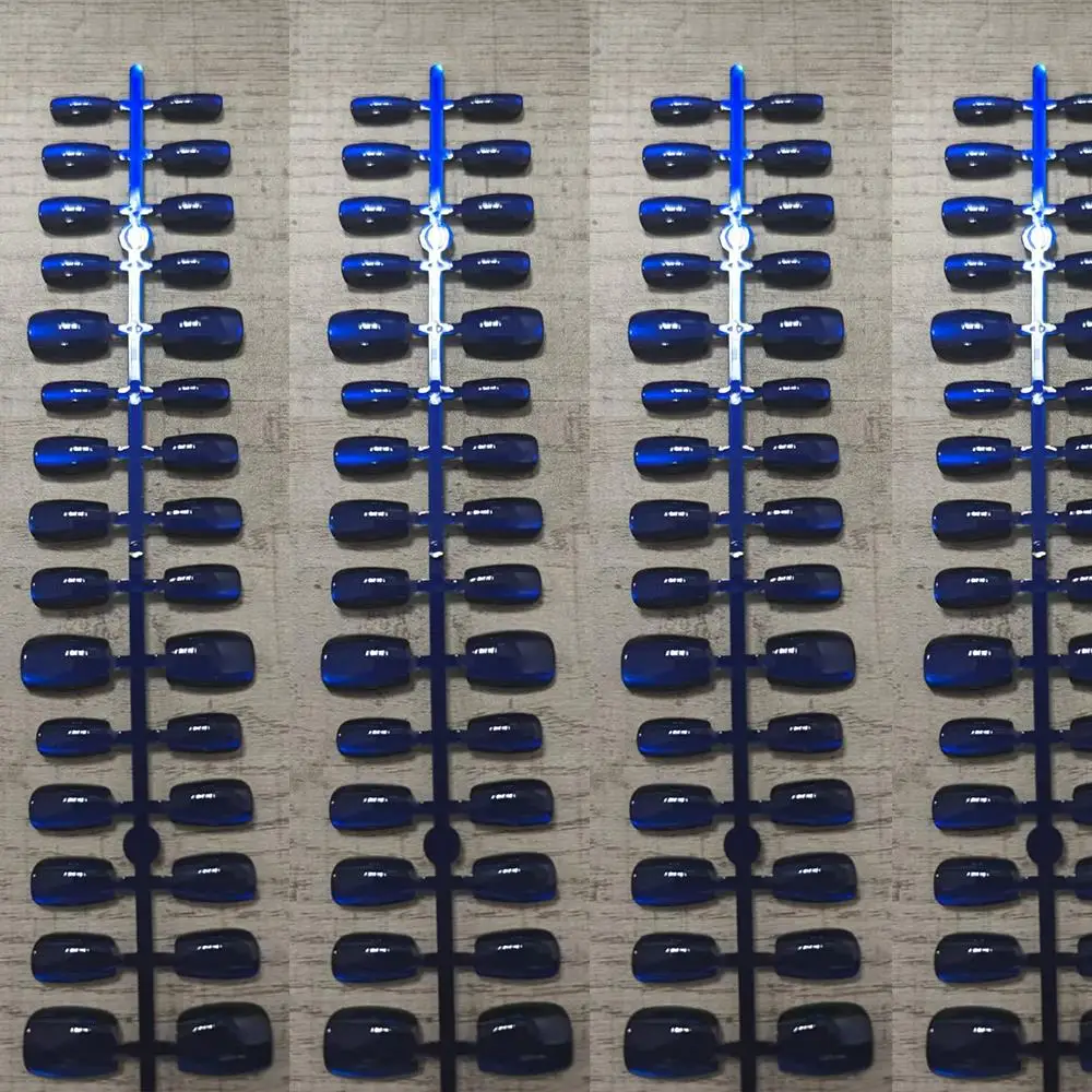 30 Uds uñas postizas de ojo de gato azul XS/S/M prensa cuadrada corta en uñas cobertura completa puntas de uñas postizas para fiesta de Festival uso diario TD