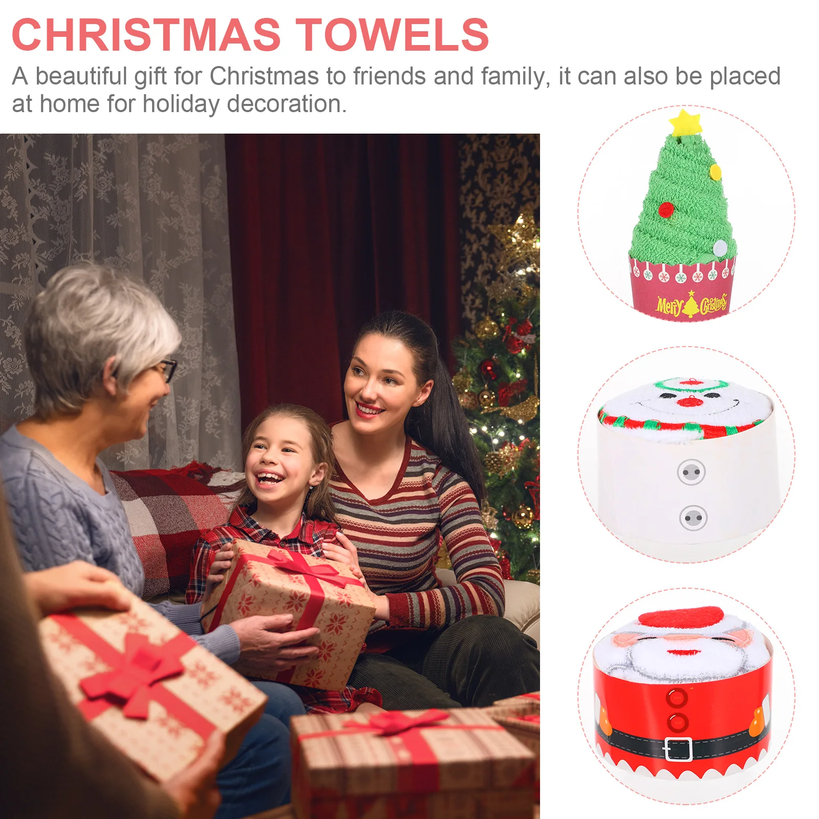

Christmas Towels Xmas Gifts Cotton Fabric Face Washing Towel Supple Skin Friendly Water Absorption Home Decoration