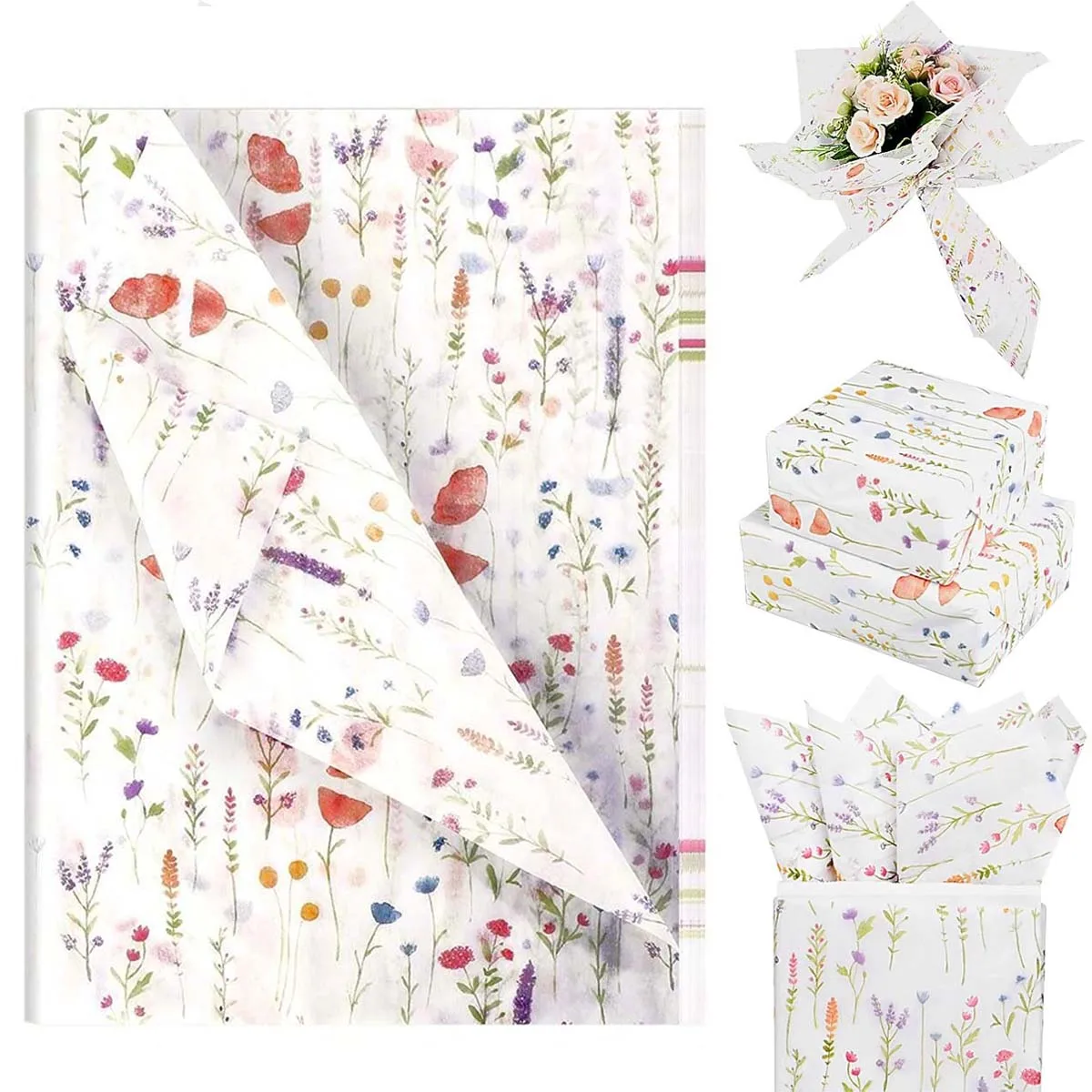 Blumen-Geschenkpapier, verwendet für Geschenkverpackungen, Blumenstraußverpackungen, geeignet für Geburtstag, Party, Weihnachten, Hochzeitsdekoration.