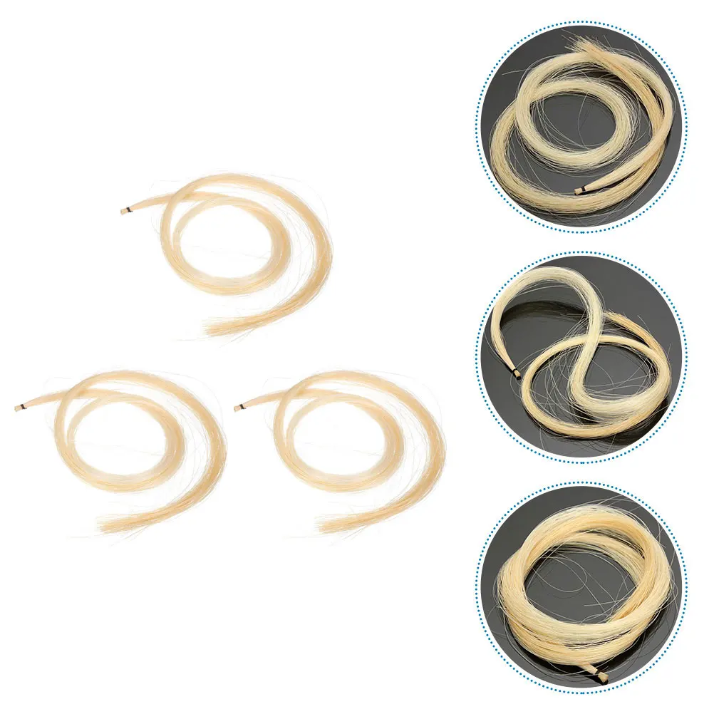 

3 Pcs Violin Bow Hair Horse Supply Bass Practical White Tail Instrument Accessories