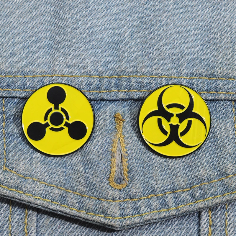 Biohazard and Infection Warning Custom  Pines Lapel Badges Jewelry Gift for Friends Danger Symbols Enamel  Brooch Radioactive