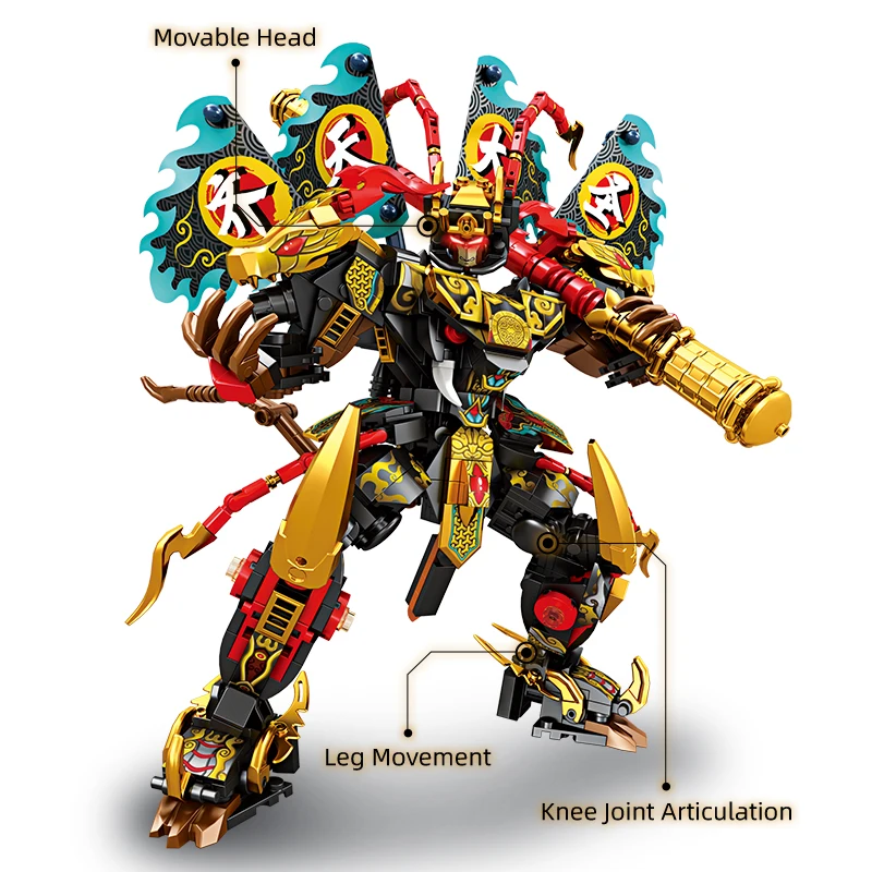 巨大なスーパーヒーローメカビルディングブロック黒悟空メカロボットビルディングブロック DIY 組み立てフィギュア子供のおもちゃ男の子ホリデーギフト