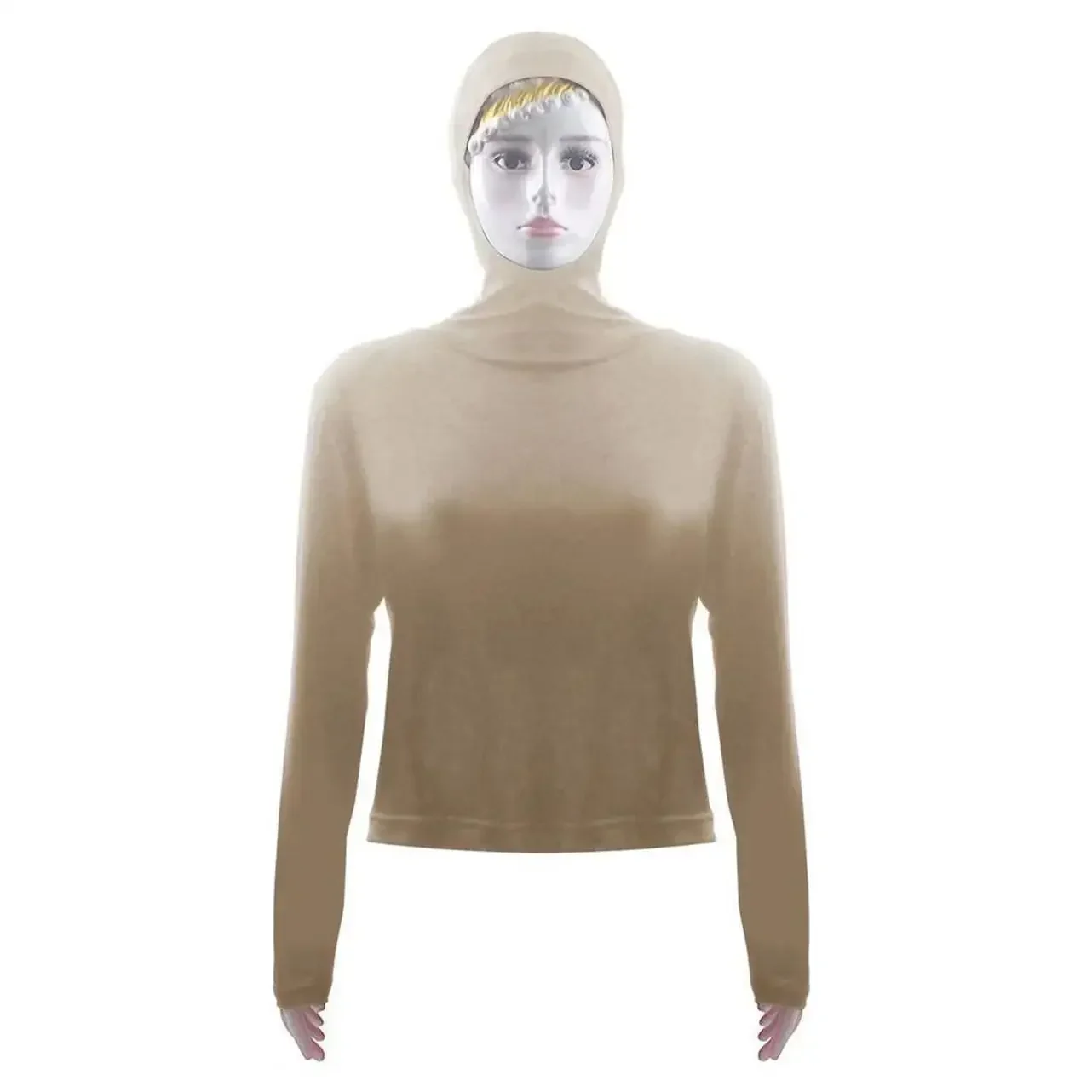 Summer Women Long Sleeve Hooded Top Shirt Sun Protection Tops Tee Stretch Swim Plain Hooded Pullover Tops Sunscreen Swim Wear