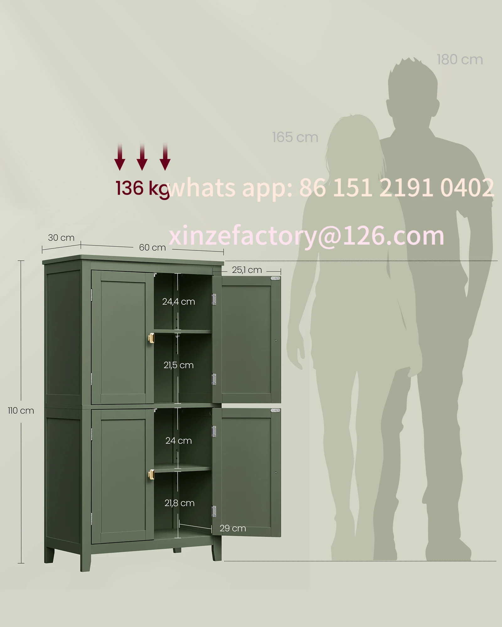 تخصيص 4-drzwiowa wolnostojosca drewniana szafkaamilienkowa z Regulowanemi postkami dojojowyaniya podljog Ovo do