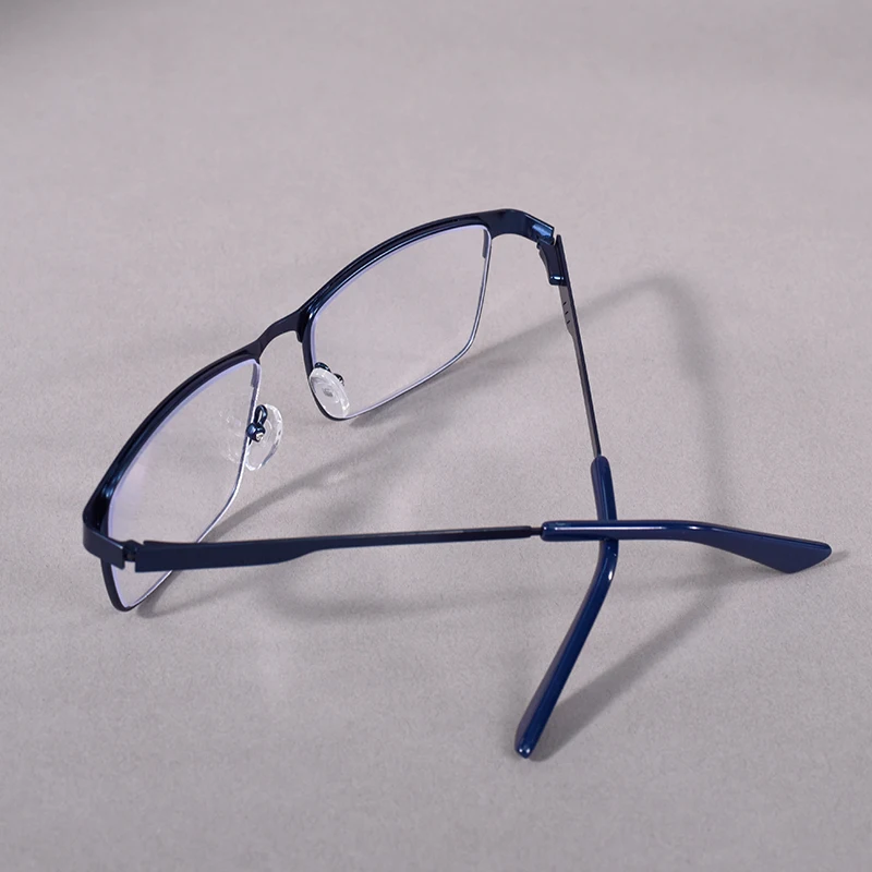 Mai Blume Anti Blau Licht Lesebrille Männer Metall Brillen Mit Frühling Scharnier Blau Farbe Rahmen Für Männer + 75 + 175 – Detail 20