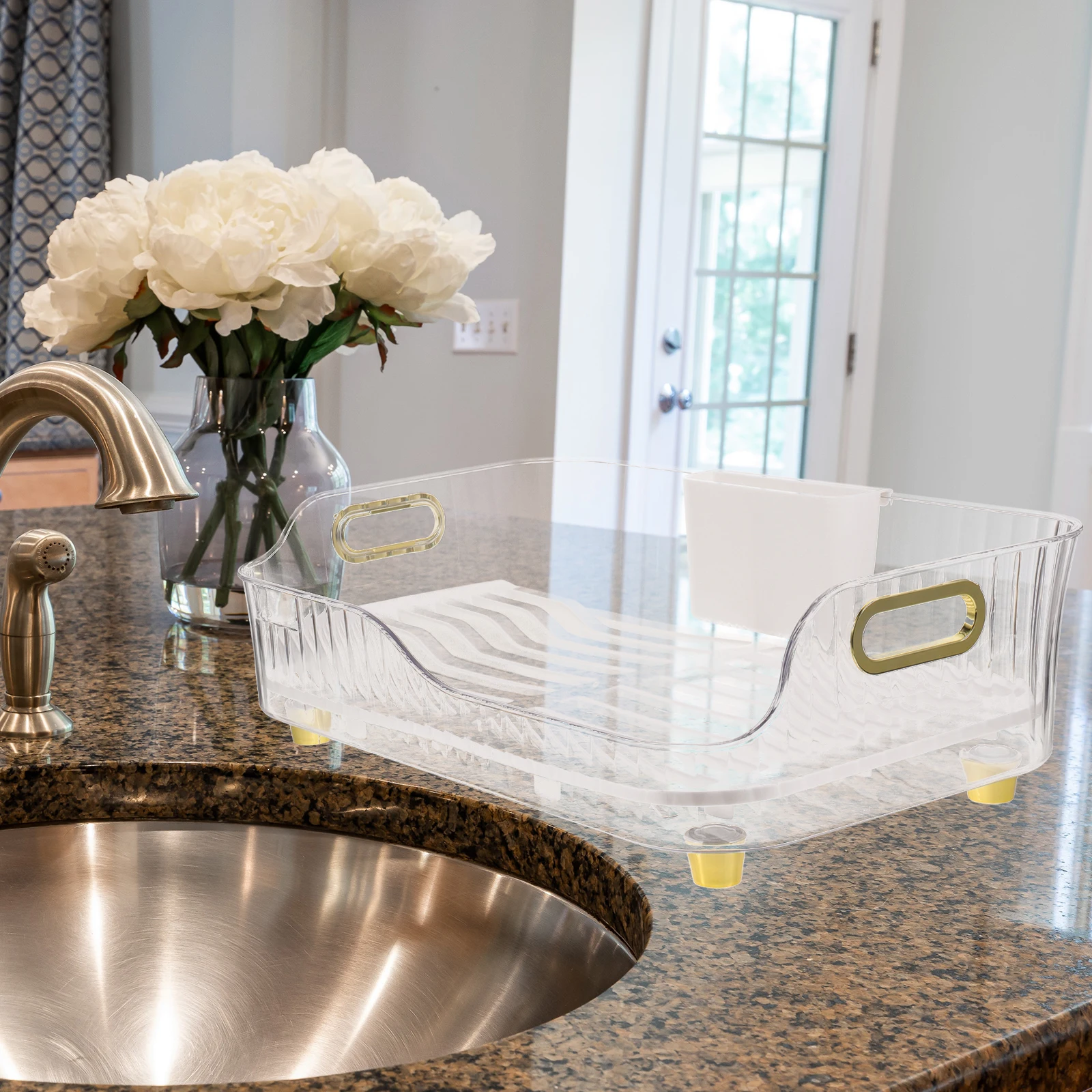 

Spacious Dish Draining Rack for Kitchen Sink Tableware Drying Organizer Cutlery Chopsticks Holder Drain Board Fruit Vegetable