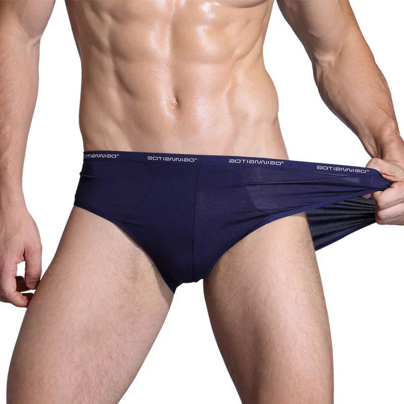 5XL Large Size Modal Bamboo Breathable Mens Underwear High Elasticity U Pouch Bag Soft Solid Man Middle Waist Breifs