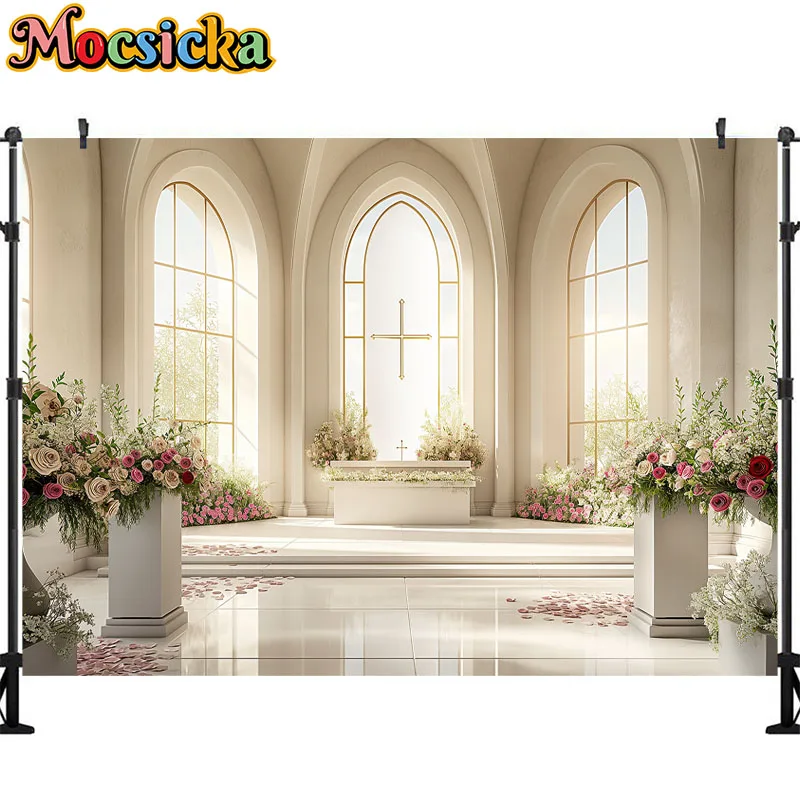 Hochzeit Kirche Fotografie Hintergrund Mutterschaft Porträt Shooting Hintergrund weißen Raum Vorhänge Blumen Fotostudio Fototermin